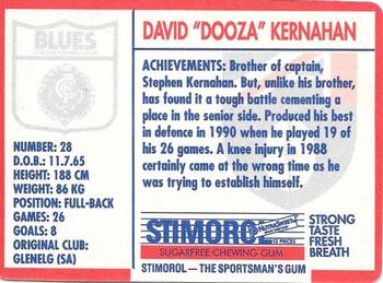 1991 Scanlens Stimorol #84 David Kernahan Back